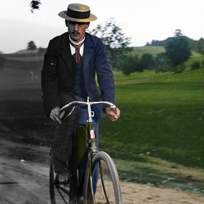 Fahrradfahrer um 1900
